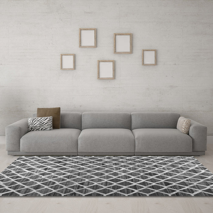 Machine Washable Abstract Gray Contemporary Rug in a Living Room,, wshcon1711gry