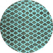 Round Abstract Light Blue Contemporary Rug, con1711lblu