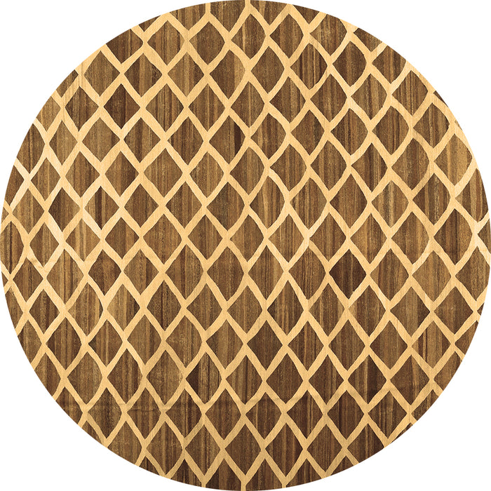 Round Abstract Brown Contemporary Rug, con1711brn