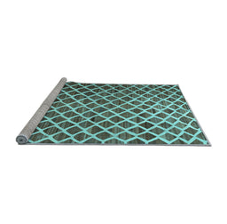 Sideview of Machine Washable Abstract Light Blue Contemporary Rug, wshcon1711lblu