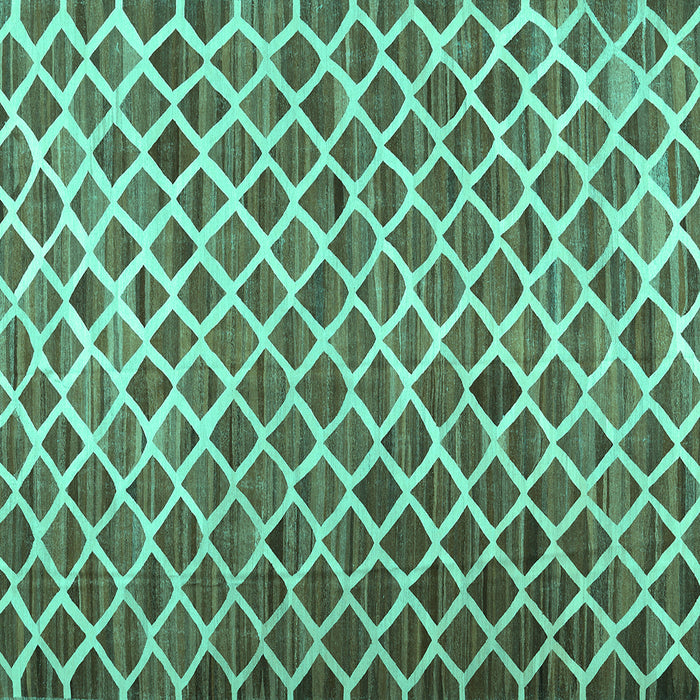 Square Machine Washable Abstract Turquoise Contemporary Area Rugs, wshcon1711turq