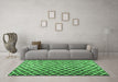 Machine Washable Abstract Emerald Green Contemporary Area Rugs in a Living Room,, wshcon1711emgrn