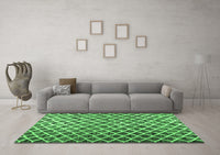 Machine Washable Abstract Emerald Green Contemporary Rug, wshcon1711emgrn