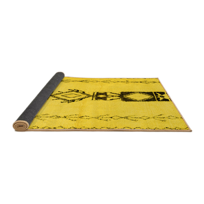 Sideview of Solid Yellow Modern Rug, con1712yw