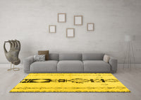 Machine Washable Solid Yellow Modern Rug, wshcon1712yw