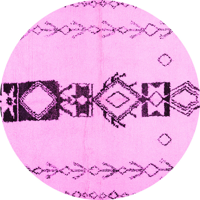 Round Machine Washable Solid Pink Modern Rug, wshcon1712pnk