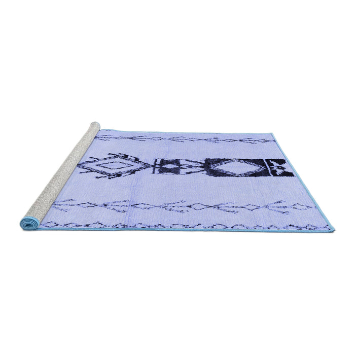 Sideview of Machine Washable Solid Blue Modern Rug, wshcon1712blu
