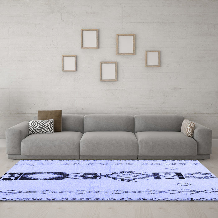 Machine Washable Solid Blue Modern Rug in a Living Room, wshcon1712blu