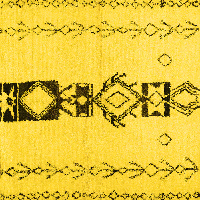 Square Machine Washable Solid Yellow Modern Rug, wshcon1712yw