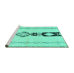 Sideview of Machine Washable Solid Turquoise Modern Area Rugs, wshcon1712turq