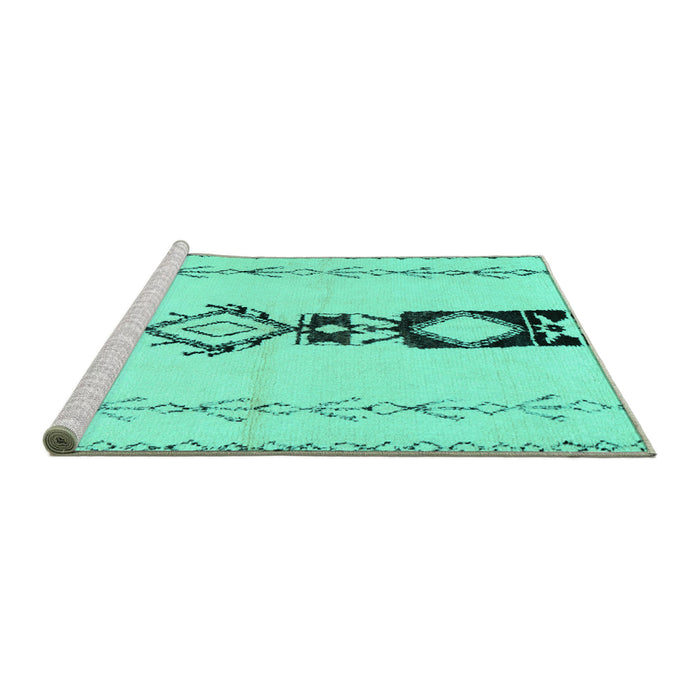 Sideview of Machine Washable Solid Turquoise Modern Area Rugs, wshcon1712turq