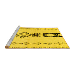 Sideview of Machine Washable Solid Yellow Modern Rug, wshcon1712yw