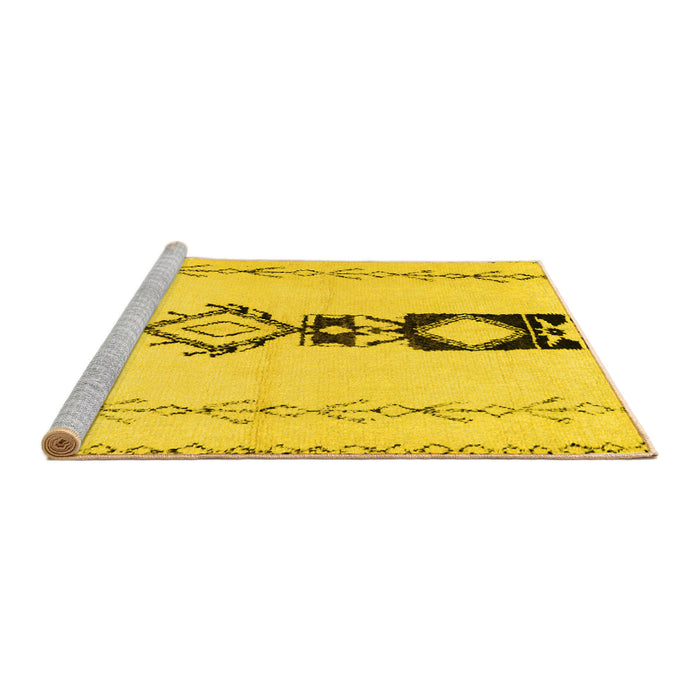 Sideview of Machine Washable Solid Yellow Modern Rug, wshcon1712yw