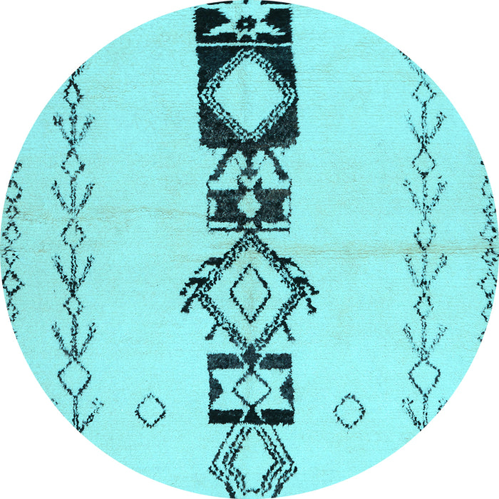 Round Machine Washable Solid Light Blue Modern Rug, wshcon1712lblu