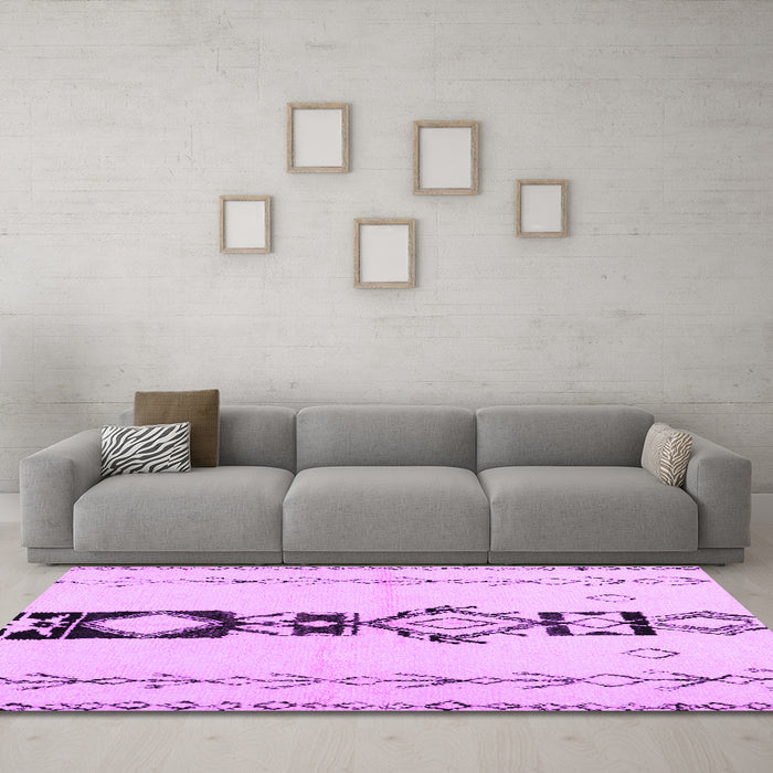 Machine Washable Solid Purple Modern Area Rugs in a Living Room, wshcon1712pur