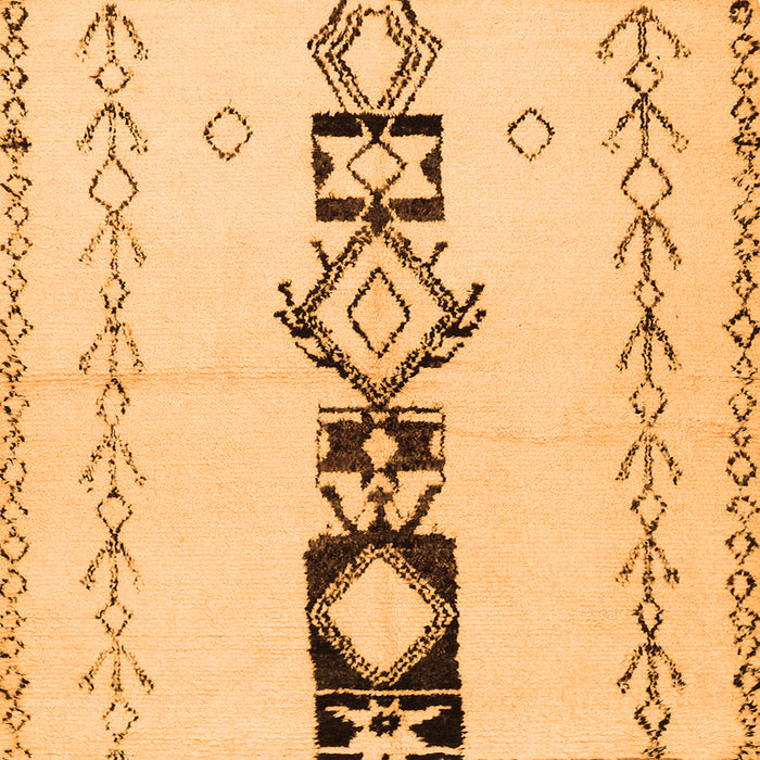 Round Machine Washable Solid Orange Modern Area Rugs, wshcon1712org