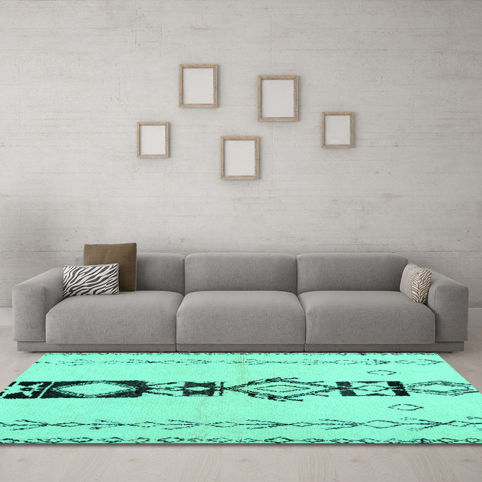 Machine Washable Solid Turquoise Modern Area Rugs in a Living Room,, wshcon1712turq