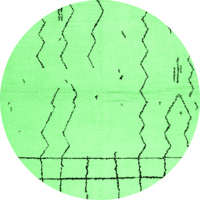 Round Machine Washable Solid Emerald Green Modern Area Rugs, wshcon1713emgrn