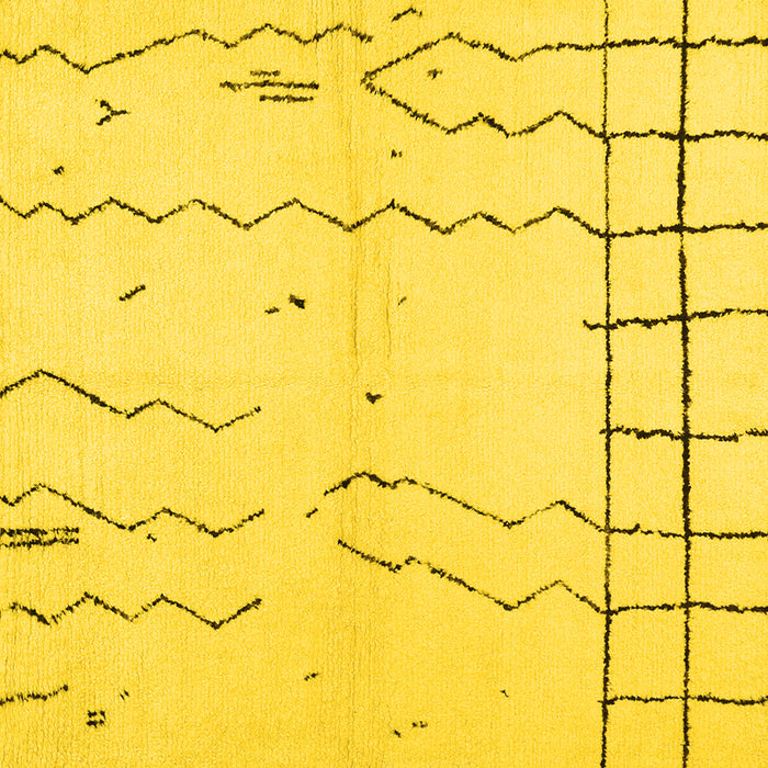 Square Machine Washable Solid Yellow Modern Rug, wshcon1713yw