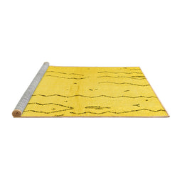 Sideview of Machine Washable Solid Yellow Modern Rug, wshcon1713yw