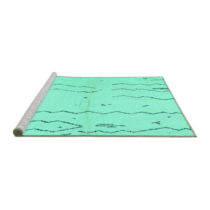 Sideview of Machine Washable Solid Turquoise Modern Area Rugs, wshcon1713turq