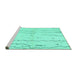 Sideview of Machine Washable Solid Turquoise Modern Area Rugs, wshcon1713turq