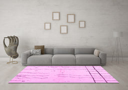 Machine Washable Solid Pink Modern Rug in a Living Room, wshcon1713pnk