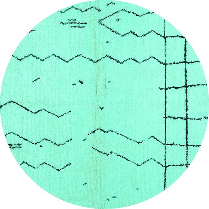 Round Solid Turquoise Modern Rug, con1713turq