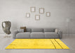 Machine Washable Solid Yellow Modern Rug in a Living Room, wshcon1713yw