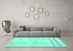 Machine Washable Solid Turquoise Modern Area Rugs in a Living Room,, wshcon1713turq
