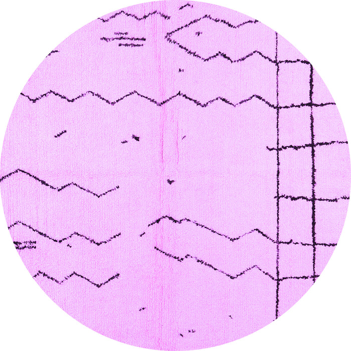 Round Machine Washable Solid Purple Modern Area Rugs, wshcon1713pur