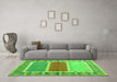 Machine Washable Southwestern Green Country Area Rugs in a Living Room,, wshcon1714grn