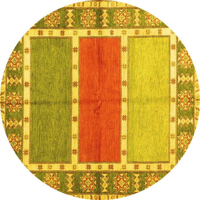 Round Southwestern Yellow Country Rug, con1714yw