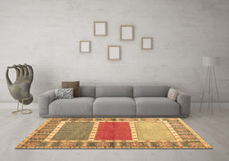 Machine Washable Southwestern Brown Country Rug in a Living Room,, wshcon1714brn