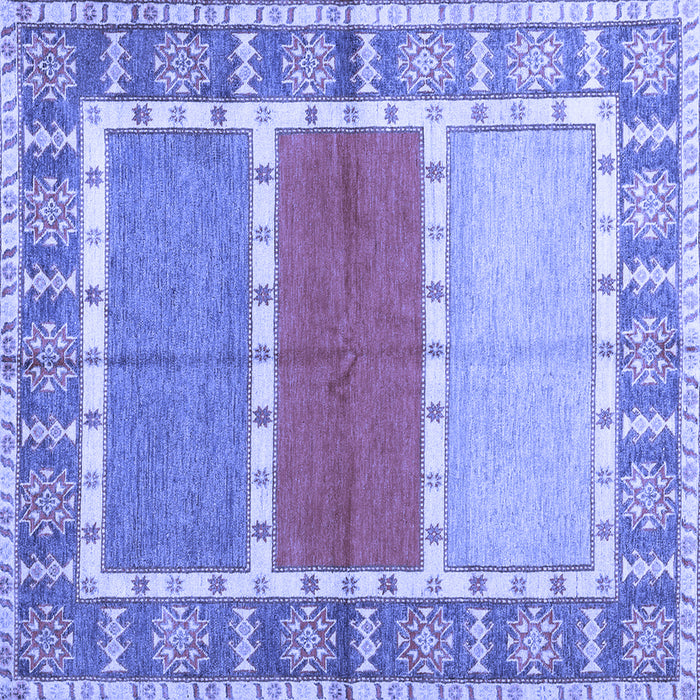 Square Machine Washable Southwestern Blue Country Rug, wshcon1714blu