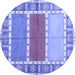 Round Southwestern Blue Country Rug, con1714blu