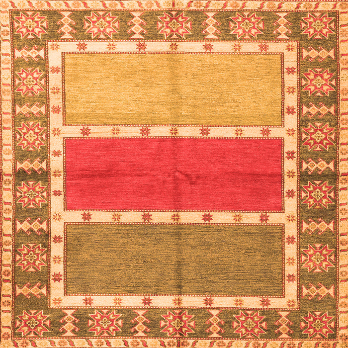 Round Machine Washable Southwestern Orange Country Area Rugs, wshcon1714org