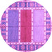 Round Machine Washable Southwestern Purple Country Area Rugs, wshcon1714pur