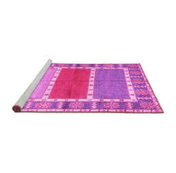 Sideview of Machine Washable Southwestern Pink Country Rug, wshcon1714pnk