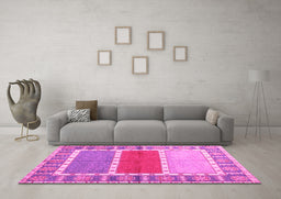 Machine Washable Southwestern Pink Country Rug in a Living Room, wshcon1714pnk