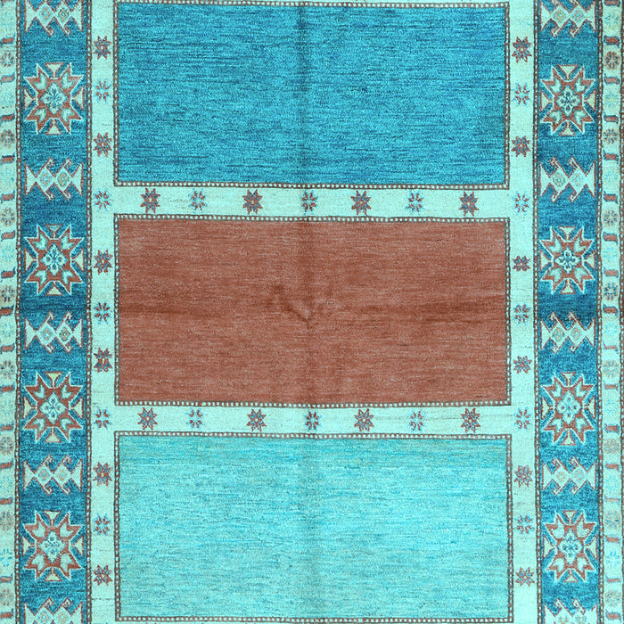 Machine Washable Southwestern Light Blue Country Rug, wshcon1714lblu