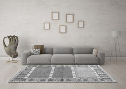 Machine Washable Southwestern Gray Country Rug in a Living Room,, wshcon1714gry