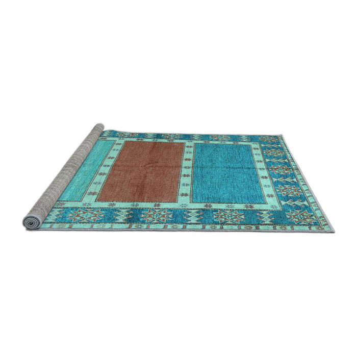Sideview of Machine Washable Southwestern Light Blue Country Rug, wshcon1714lblu