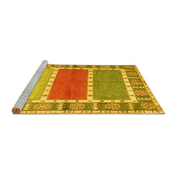 Sideview of Machine Washable Southwestern Yellow Country Rug, wshcon1714yw