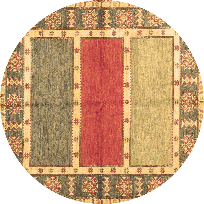 Round Southwestern Brown Country Rug, con1714brn
