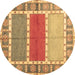 Round Southwestern Brown Country Rug, con1714brn