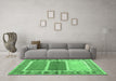 Machine Washable Southwestern Emerald Green Country Area Rugs in a Living Room,, wshcon1714emgrn