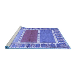 Sideview of Machine Washable Southwestern Blue Country Rug, wshcon1714blu