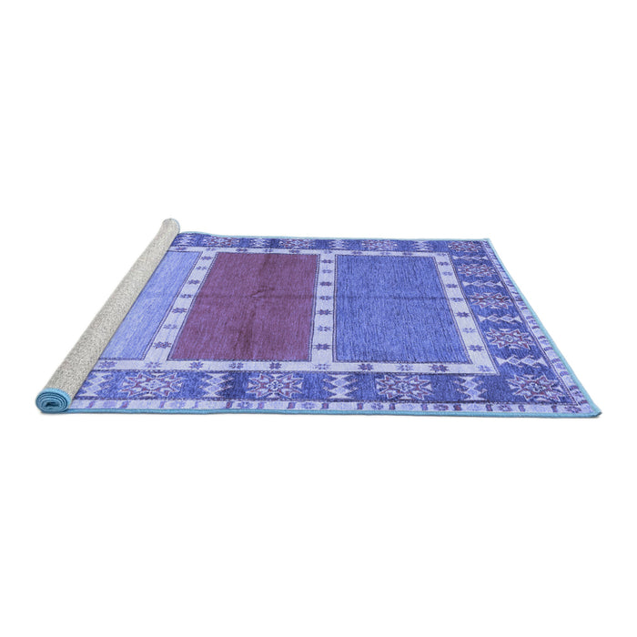 Sideview of Machine Washable Southwestern Blue Country Rug, wshcon1714blu