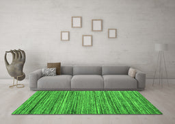 Machine Washable Abstract Green Contemporary Area Rugs in a Living Room,, wshcon1715grn